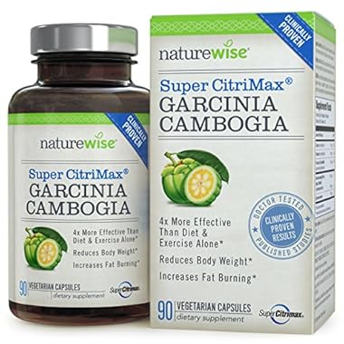 NatureWise Clinically Proven Super CitriMax Garcinia Cambogia with 4x Greater Fat Burning & Weight Loss Plus Appetite Control, 500 mg, 90 count