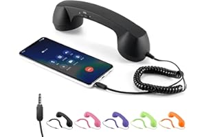 Segrehy Cordless Retro Telephone Handset Radiation Proof USB Handset for Cell Phones with 5mm and USB C Connectors Multifunct