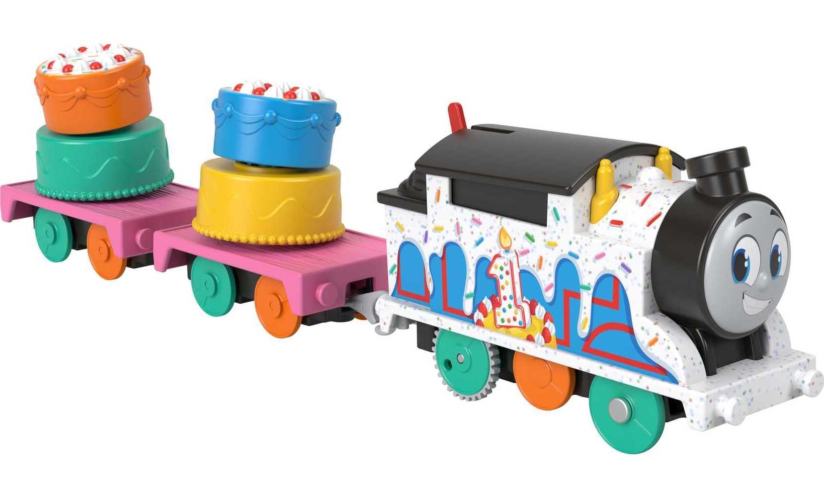 Photo 1 of ?Thomas & Friends Motorized Toy Train, Wobbly Cake Thomas Engine with Cargo Cars & Pieces for Pretend Play Preschool Kids?Ages 3+ Years