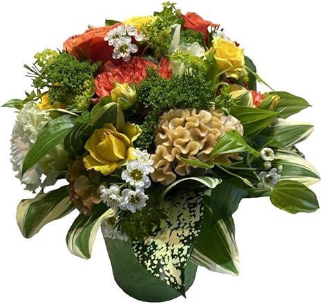 Amazon 生花 エスプリオフルール The Botanicals Arts Esprio Fleurs 本当に大切な人に贈る特別なフラワーアレンジメント Yellow Orange Art Stone Arrangement 誕生日 結婚祝い バレンタイン 発表会 開店祝い Anniversaryフラワーギフト M