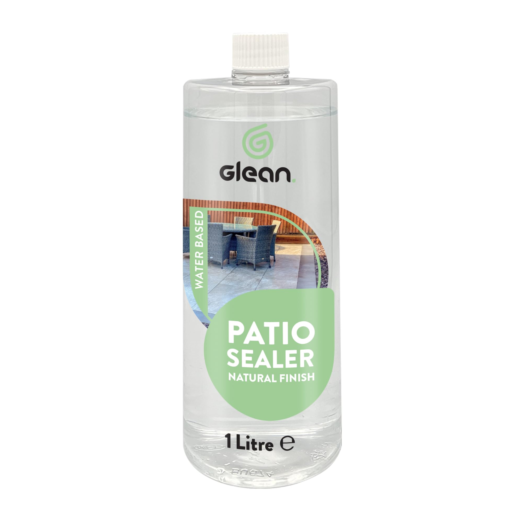 GLEAN Patio Stain Stop Sealer | Water Based Impregnating Sealer | Natural Stone Patios & Flooring | Protects Against Oil, Grease, Dirt, Limescale, Water Staining | Natural Finish | 1 Litre
