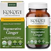 kokora Regenerative Ginger - Regenerative Organic Certified - Digestive Supplement* - Occasional Nausea, Upset Stomach, Healthy Digestion* - Vegan, Non-GMO - 60 Capsules - 60 Servings