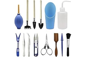 Yosoo 14PCS Garden Planting Tool Set, Iron Tools with Soft Bristle Brush for Succulent Orchids Mini Potted Plants Home Office