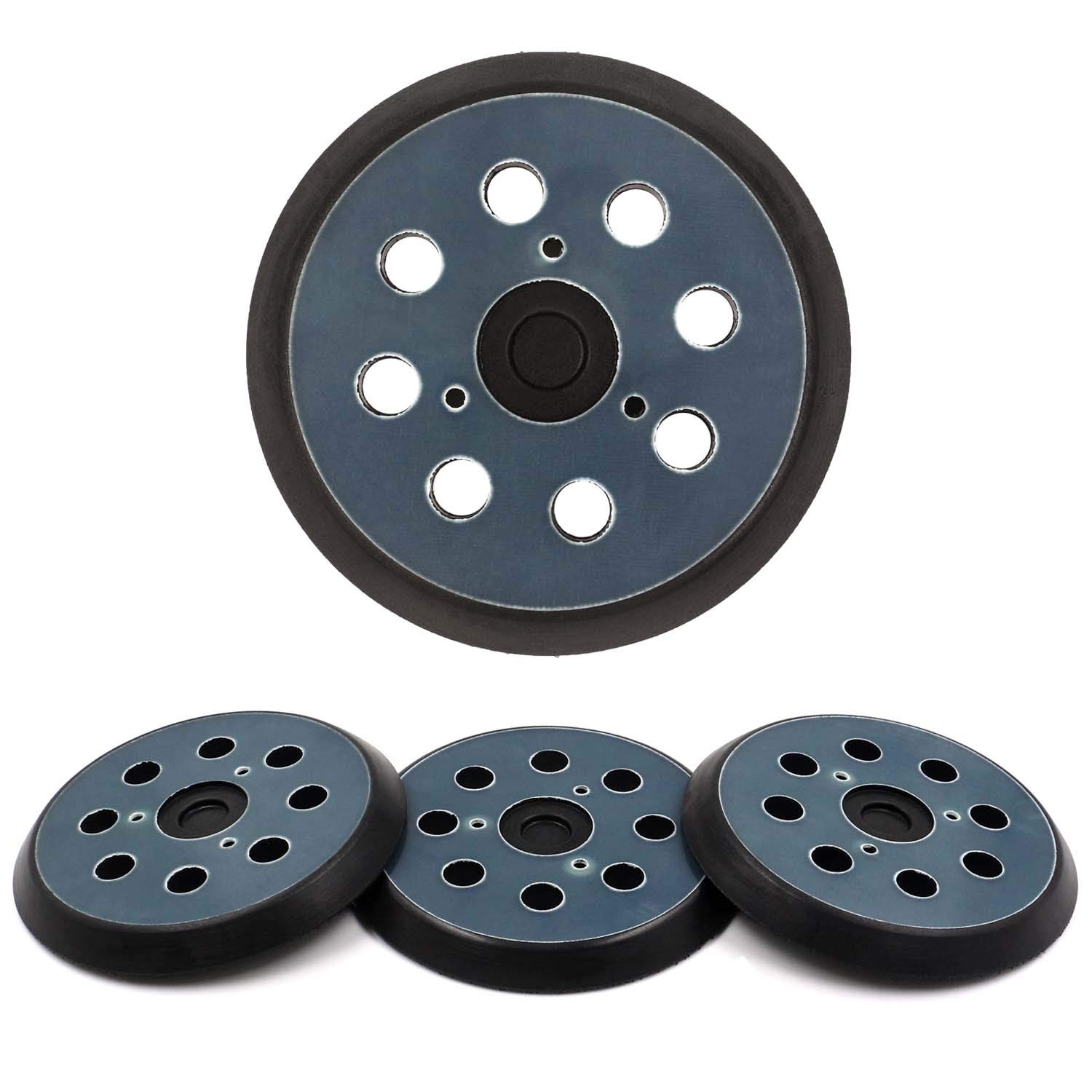 Photo 1 of AxPower 4 Packs 5 inch 8 Hole Replacement Sander Pads 5" Hook and Loop Sanding Backing Plates for Makita 743081-8 743051-7, DeWalt 151281-08 DW4388, Porter Cable, Hitachi 324-209