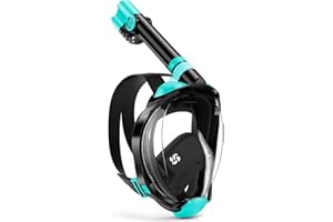 W WSTOO Full Face Snorkel Mask with Latest Dry Top Safe Breathing System,Fold 180 Degree Panoramic View Snorkeling Gear,Anti-Fog Anti-Leak with Camera Mount