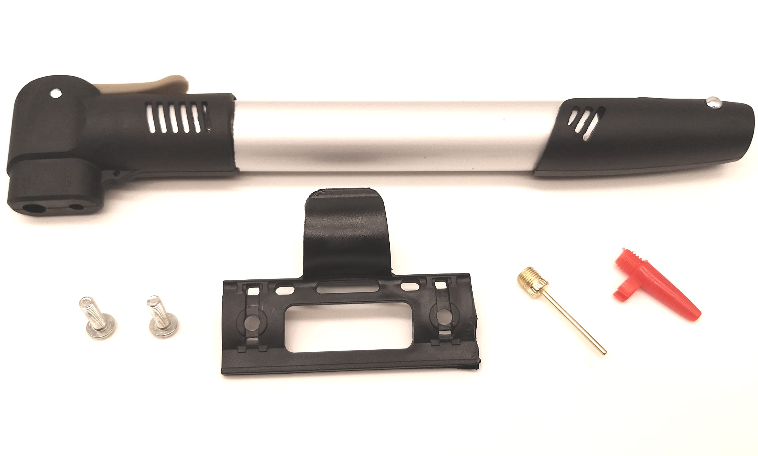 Clixde Bicycle Pump Air Pump All Valves Portable 100 PSI 6.9 Bar with Holder Ball Needle and Air Nozzle 28 cm