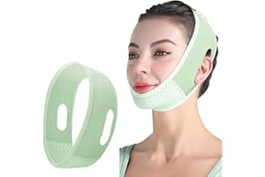 V- Face Chin Strap for Sleeping - Double Chin Reducer& Jawline Shaper - Adjustable Face Slimming Band for Women Breathable an