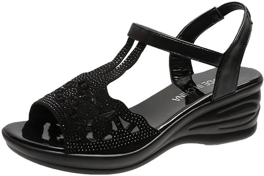 black sparkle wedge sandals