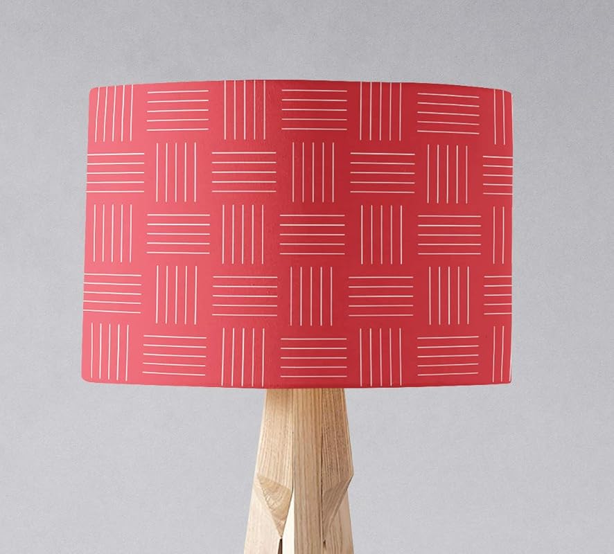 Red with White Geometric Design Lampshade Ceiling Light