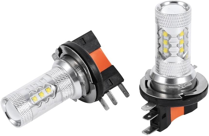 Qiilu 2pcs Daytime running lights White 80W 1200LM H15 LED Bulbs for Signal lights front headlights, headlights - Image 3