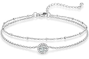 KeyStyle Stainless Steel Anklets for Women with Birthstone - Adjustable Gold Ankle Bracelets for Beach Weddings, Summer Vacat