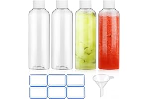 DTDNZKN 4 Pack 3.4 Oz (100ml) Clear Plastic Shot Bottles with caps, Small Bottles for Health, Immunity, Wellness, Samples - P