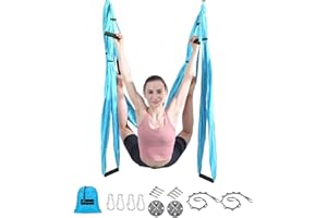 ZEALTOP Aerial Yoga Flying Yoga Swing Set Yoga Hammock Trapeze Sling Inversion Tool for Gym Home Fitness (with Ceiling Anchors and 2 Extensions Straps)
