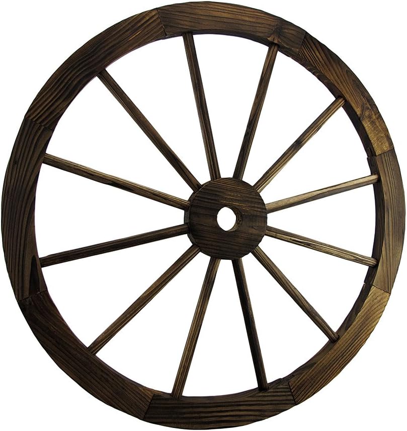 Plaques & Wall Art - Zeckos 24 Inch Diameter Wooden Wagon Wheel Decorative Wall Hanging