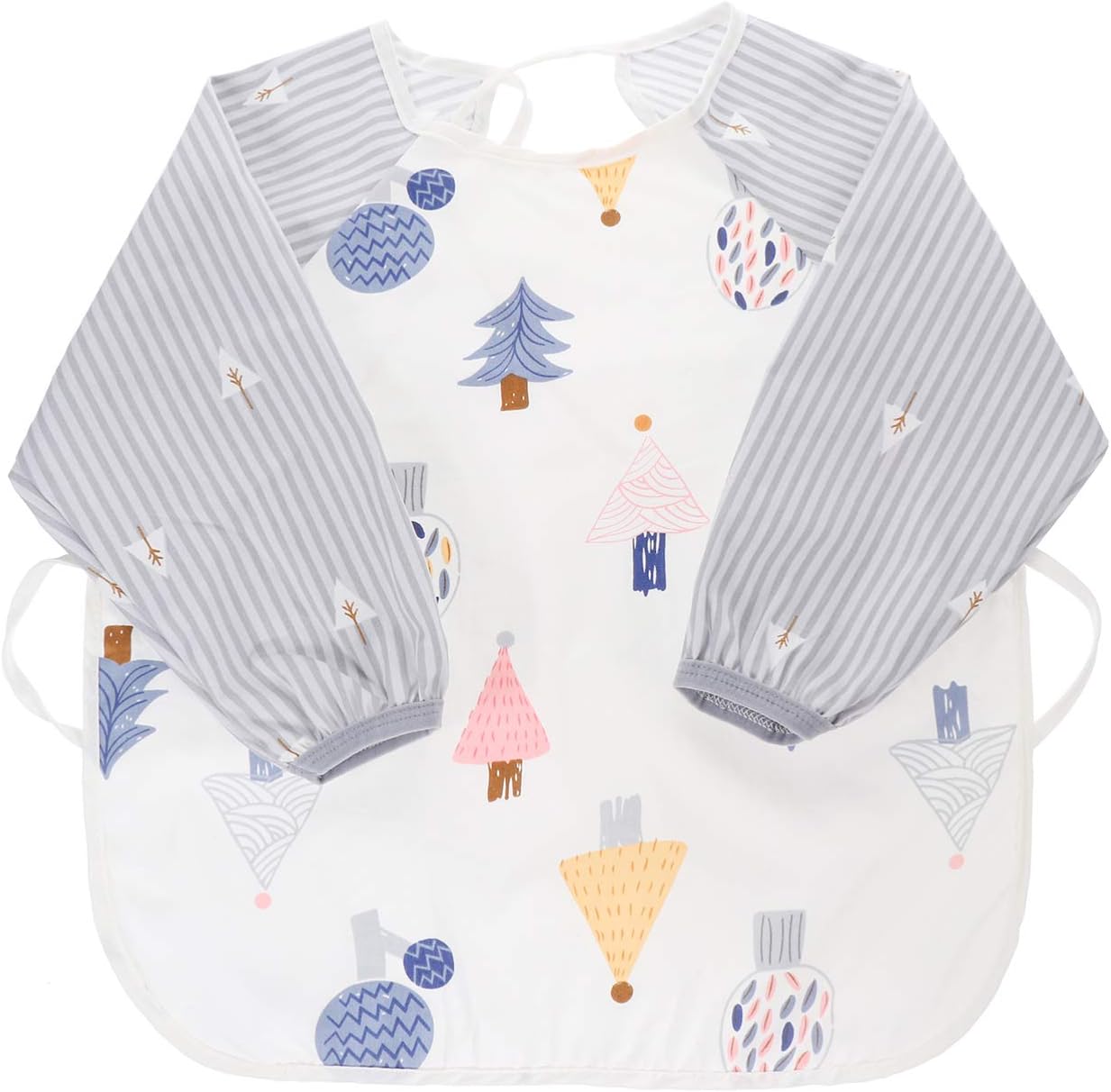 Baby Sleeved Bib Waterproof Baby Feeding Smock Cartoon Toddler Bib Aprons for Kids Feeding Painting Christmas Craft Party Supplies Blue