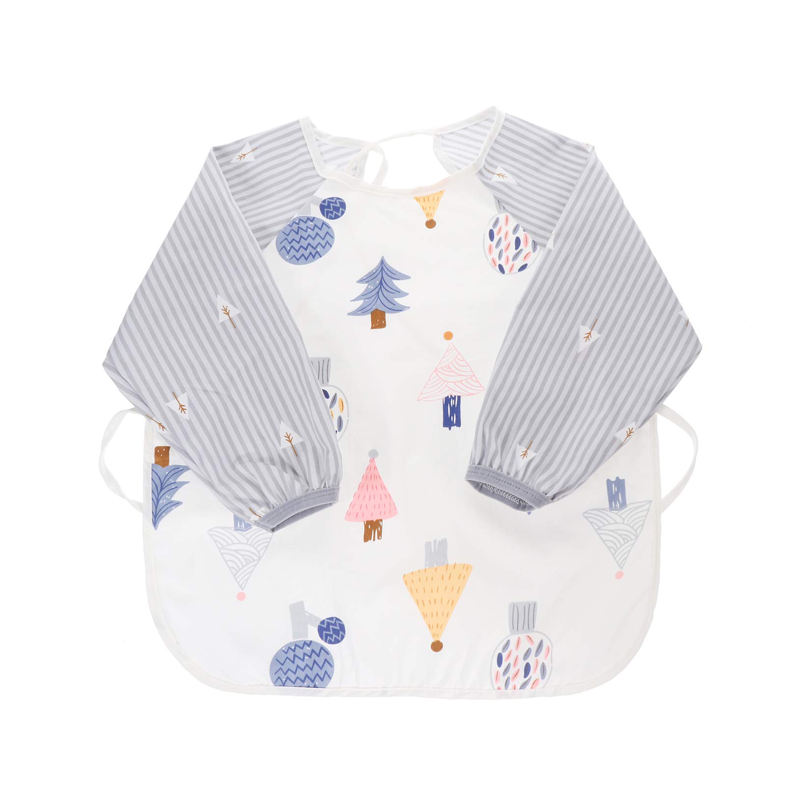 Baby Sleeved Bib Waterproof Baby Feeding Smock Cartoon Toddler Bib Aprons for Kids Feeding Painting Christmas Craft Party Supplies Blue