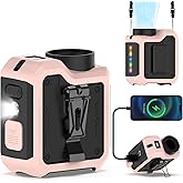7-in-1 Multi-Use Portable Fan Hands Free Flashlight Etc,Christmas Gifts for Men Women,Turbo Powerful Cooling Personal Fan,10000mAh,24H Lasting,LED Display,Outdoor Travel Camping Fitness Gift (Pink)