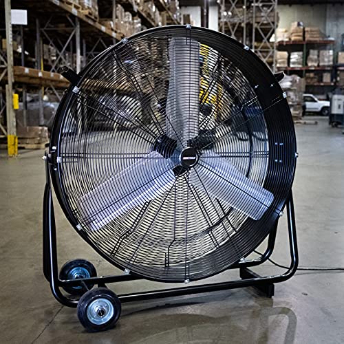 OEMTOOLS OEM24875 36" DirectDrive Barrel Fan, Large Industrial Fan With Wheels, Metal Barrel
