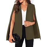 GAMISOTE Womens Cape Blazer Split Sleeve Open Front Casual Jacket Coat Workwear