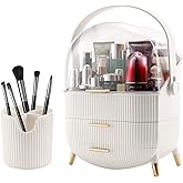 Makeup Organizer,Cosmetics Display Case With 2-Layer Storage Box,Waterproof And Dustproof,Skincare Storage Box (White A)