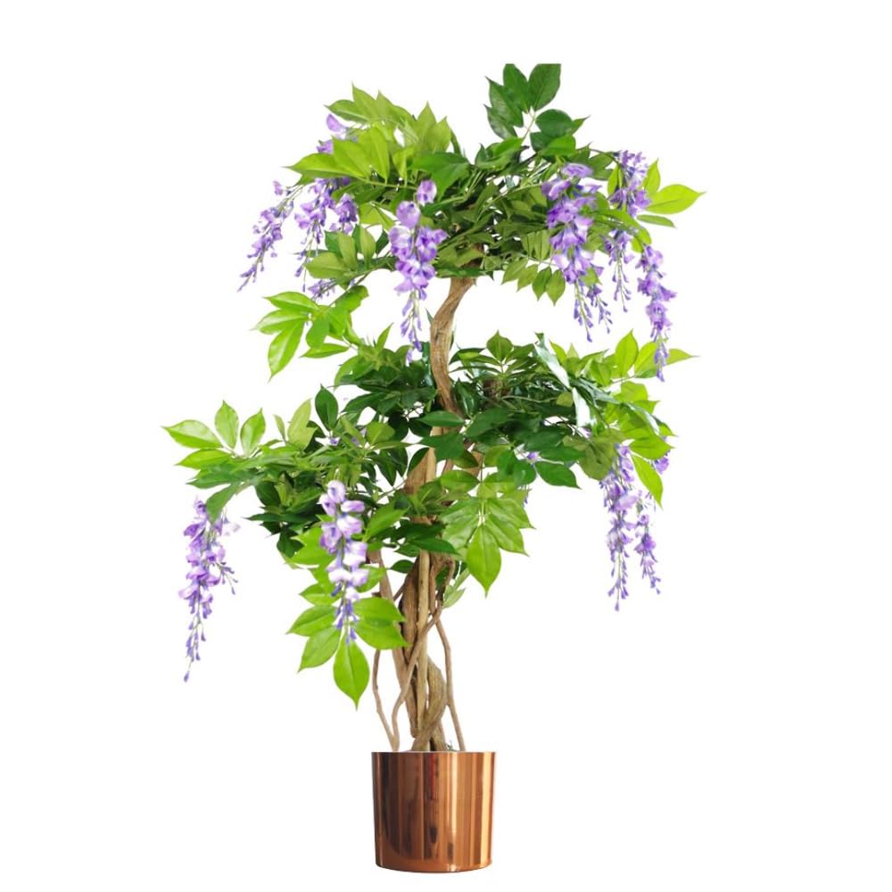 Leaf 110cm Artificial Blossom Tree Metal Planter, Wood, Purple Copper
