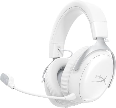 Cloud III S, Casque Gaming sans Fil, Bluetooth/2,4 GHz, PC/PS5/Xbox, jusqu'à 200h de Batterie, transducteurs 53 mm, DTS, Micro 10 mm, Blanc
