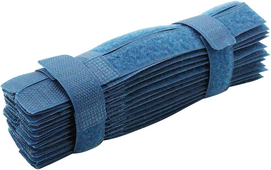 Youii Cable Ties 50pcs Hook and Loop Wraps Reusable Fastening Cable Ties Cable Straps Strips (Navy Blue/7 Inch)