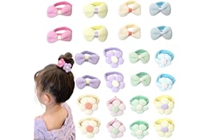 NIRVANY 24 Pcs Toddler Hair Ties, Cute Flower Hair Ties for Baby Girls, Toddler Hair Accessories, Elastic Ponytail Holders with Candy Bow Design, Seamless Scrunchies for Thick Hair