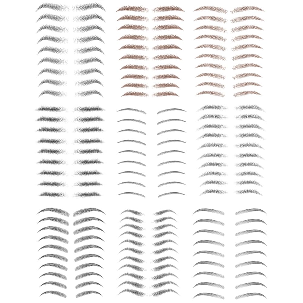 Yesallwas Eyebrow Tattoo Peel off Black Brown 85 Pairs 9 Sheet tattoo brow Stick on Eyebrows for Men Women False Eyebrows Transfer Stickers 4D Hair -like Eyebrow Makeup