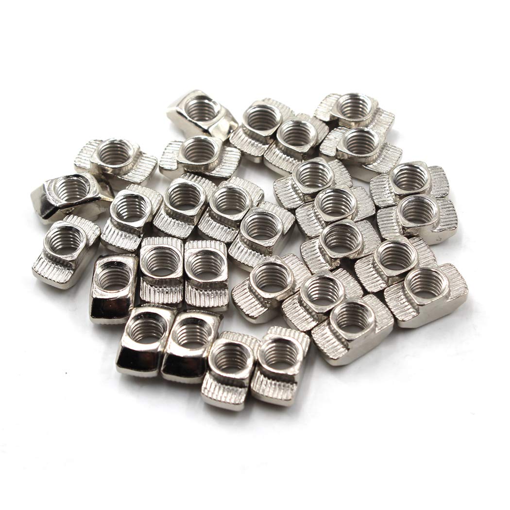M4 T Nut Nickel Plated Carbon Steel T Slot Nut For 3030 Aluminum Extrusion European Standard (Pack of 50)
