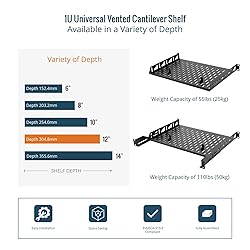 Tecmojo 1U Rack Shelf,19 inch Rack Shelf 12 inch