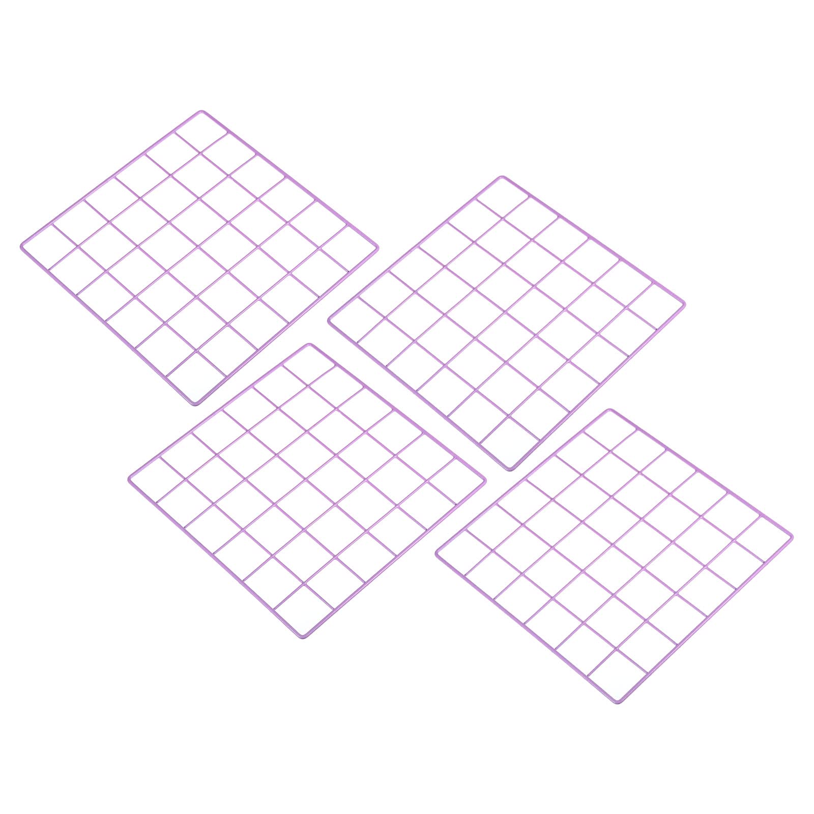 PATIKIL 12x12 Wire Grid Panel, 4 Pack Metal Mesh Wall Decor Decorative Panels Board Photo Pictures Display Hanging Organizer for Home Office, Purple