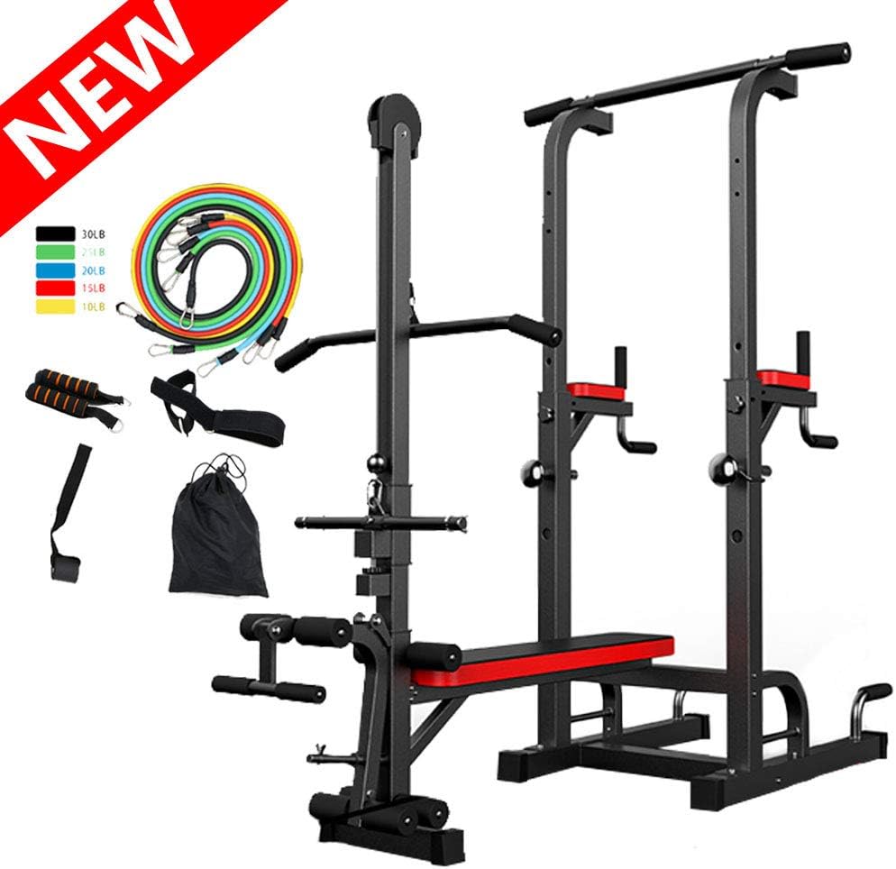 Power Tower Pull Up Bar,Parallel Bar Adjustable Height,Forearm Trainer Pull Up & Dip Station Multi-Function Home Gym Strength Training Fitness Workout Station,Give away Pull Rope Resistance Band