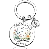 New Grandma Gifts First Time Grandmother Gifts Promoted To Grandma Keychain Mothers Day Gift 2026 Pregnancy Announcement for Grandparents Key Chain Birthday Christmas Gift