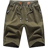 JustSun Mens Shorts Casual Sports with Elastic Waist Zipper Pockets