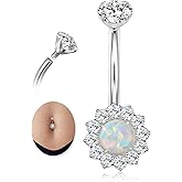 SZGCSP G23 Titanium Belly Button Rings, 8/10/12/14mm Belly Rings,14G Belly Button Rings, Navel Piercing Jewelry With Round Cubic Zirconia, Internally Threaded, Nickel-Free