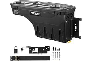 VEVOR Truck Bed Storage Box, Lockable Lid, Waterproof ABS Wheel Well Tool Box 6.6 Gal/20 L with Password Padlock, Compatible with Dodge Ram 1500 2019-2021, Passenger Side, Black