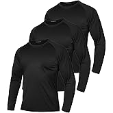 DEHORU 3 Pack Men Long Sleeve Shirts Moisture Wicking UPF Sun Protection Tee Quick Dry Workout T-Shirts Casual Running Shirt