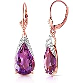 10 CTW 14k Solid Rose Gold Leverback Earrings Natural Amethyst