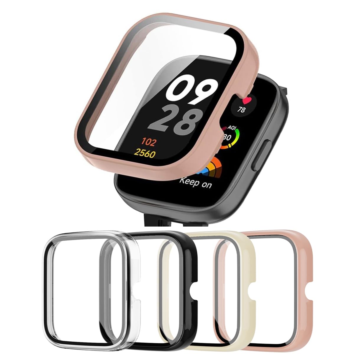 Photo 1 of RiYHM Screen Protector Case for Xiaomi Redmi Watch 3, [4-Pack] Hard PC Bumper & Tempered Glass Film Replacement Accessories for Redmi Watch 3 Smartwatch
