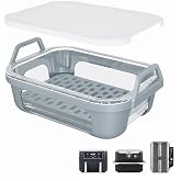 Glass Air Fryer Liner for Ninja Dual Basket Air Fryers DZ401 DZ550 SL401, Reusable Borosilicate Glass Bowl with Silicone Base Handles, Dishwasher Safe Reusable Accessory Set with Tray &amp; Lid