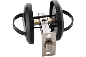 LEICHI Black Stainless Steel Door Knobs Ring Hidden Recessed Cup DoorKnob Furniture Pulls Flat Door Handles Furnture Door Lock, Door Lock, Home Entry Door Handles Lock with Black Chicago Screws, 1 Set