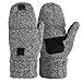 Bodvera Thermal Insulation Fingerless Texting Gloves Unisex Winter Warm Knitted Convertible Mittens with Flap Cover LG