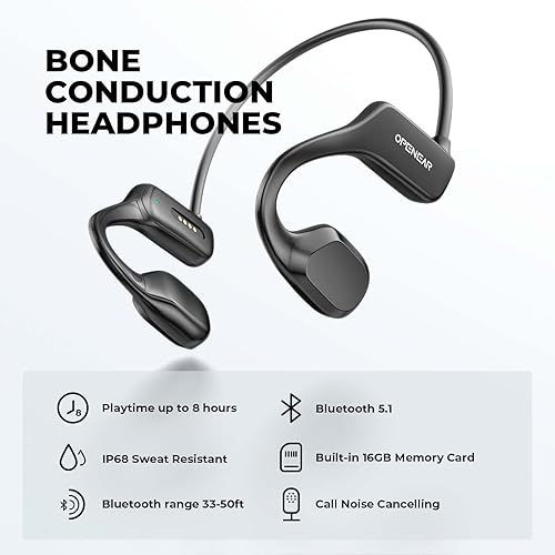 fojep Open Ear Bluetooth Headphones Wireless Earbuds with Noise Canceling Mic 52H Playtime Touch Control Open Ear Earbuds Premium Sound LED Dis : fojep Open Ear Bluetooth Headphones, Wireless Earbuds