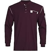 VANLENS FR Shirts for Men Flame Resistant Shirt 5.5oz 100% Cotton Light Weight CAT2 Fire Retardant Henley Shirts