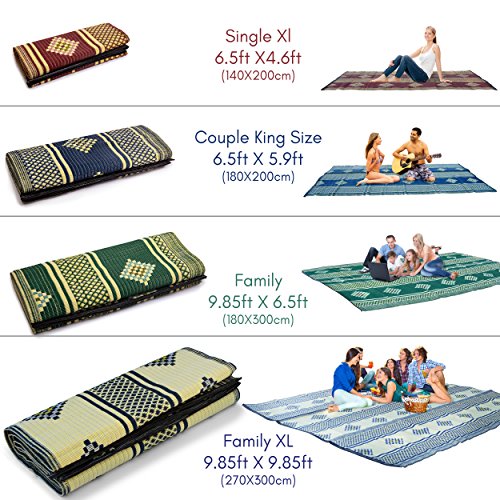 IndigoMer Outdoor Blanket – Waterproof Picnic Blanket Mat, Oversized Large Summer Sand Proof Beach Blankets - (6.5ft x 4.7ft)