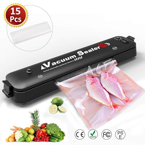 Vacuum Sealer Machine Automatic Food Saver Vacuum Sealer Machine Easy Use Dry Moist Modes Compact Easy Clean Preservation With 15 Pcs Vacuum