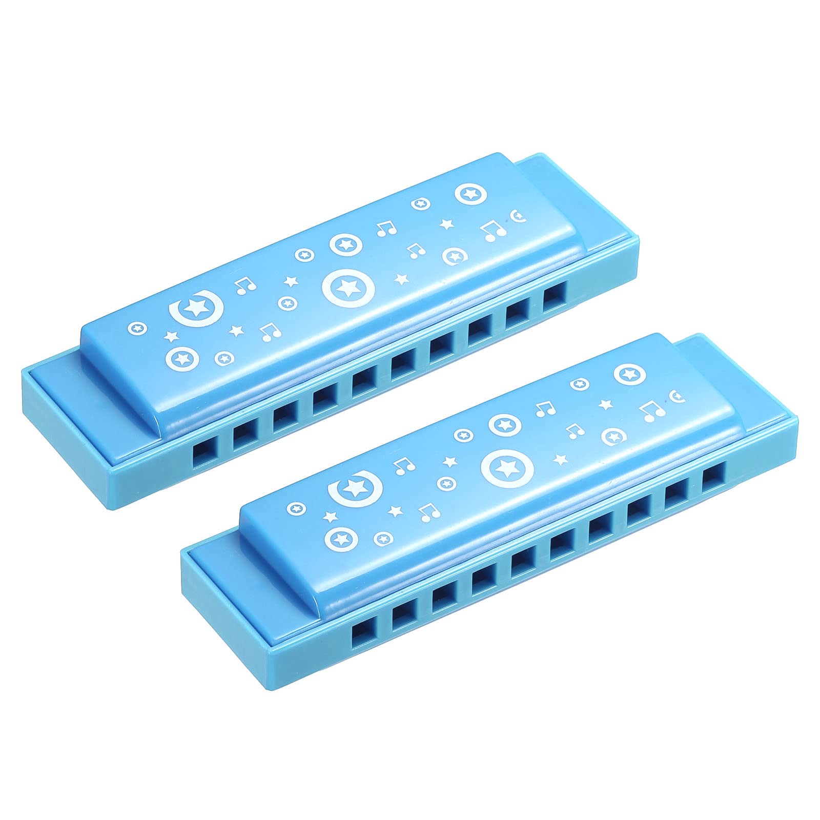 PATIKIL Translucent Harmonica Assorted Colors 10 Holes Blue ABS Harp Mouth for Educational Musical Instruments Beginners Adults Professionals Pack of 2