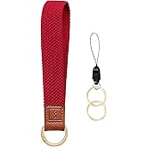 Fishent Stretchy Key Chain, Cute Keychain Wristlet, Upgraded Woven Wrist Lanyard for Keys, Key Chains for Women Men Car Keys ID Badges Card Wallet Phone, Red