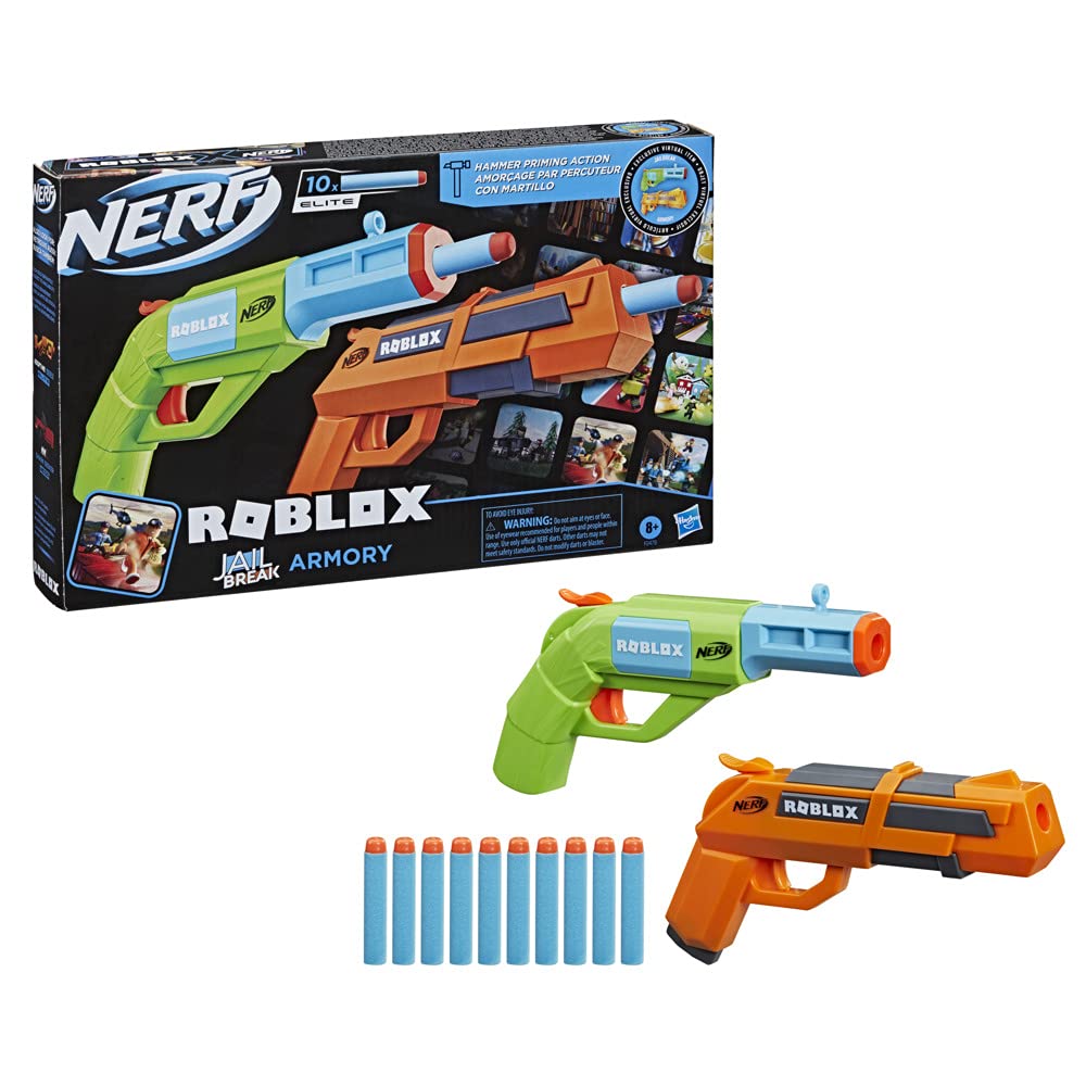 Nerf Roblox Jailbreak: Armory, Includes 2 Hammer-Action Blasters